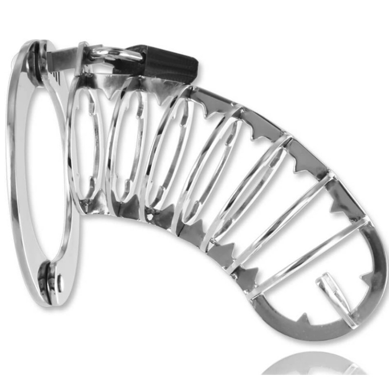 METAL HARD - METAL HARD - COLLAR DE SUJECIÓN CON ANILLA PARA PENE CON CIERRE DE SEGURIDAD DE 14 CM