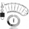 METAL HARD - METAL HARD - COLLAR DE SUJECIÓN CON ANILLA PARA PENE CON CIERRE DE SEGURIDAD DE 14 CM