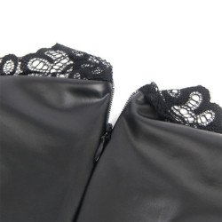 SUBBLIME - 957544 VESTIDO DE CUERO NEGRO CON CUELLO DE ENCAJE TALLA S/M