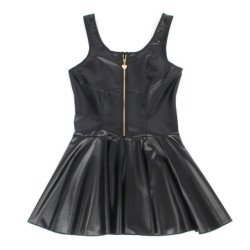 SUBBLIME - 957667 VESTIDO DE PIEL NEGRO CON CREMALLERA Y CORAZÓN S/M
