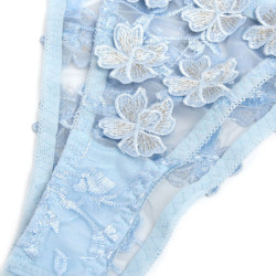 SUBBLIME - 957629 CONJUNTO DE SUJETADOR Y BRAGUITAS BORDADOS CON FLORES AZUL CIELO TALLA S/M