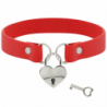 COQUETTE CHIC DESIRE - COLLAR DE PIEL VEGANA ROJA CON ACCESORIO DE CORAZÓN Y LLAVE