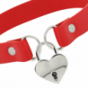 COQUETTE CHIC DESIRE - COLLAR DE PIEL VEGANA ROJA CON ACCESORIO DE CORAZÓN Y LLAVE