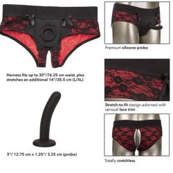 CALEXOTICS - CONJUNTO ESCANDALOSO DE BRAGUITAS SIN ENTREPIERNA CON DILDO TALLA L/XL