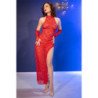 CHILIROSE - CR 4853 VESTIDO DE ENCAJE ROJO CON GUANTES TALLA L/XL