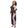 CHILIROSE - CR 4853 VESTIDO DE ENCAJE NEGRO CON GUANTES TALLA S/M