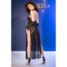 CHILIROSE - CR 4853 VESTIDO DE ENCAJE NEGRO CON GUANTES TALLA S/M