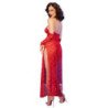 CHILIROSE - CR 4853 VESTIDO ROJO DE ENCAJE CON GUANTES S/M