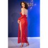 CHILIROSE - CR 4853 VESTIDO ROJO DE ENCAJE CON GUANTES S/M