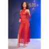 CHILIROSE - CR 4853 VESTIDO ROJO DE ENCAJE CON GUANTES S/M