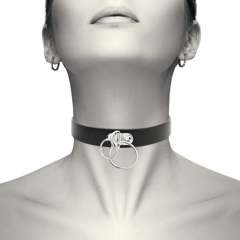 COQUETTE CHIC DESIRE - GARGANTA DE CUERO VEGANO CON DOBLE ANILLO