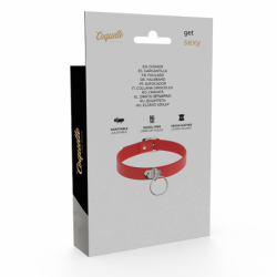 COQUETTE CHIC DESIRE - COLLAR DE CUERO VEGANO ROJO - ACCESORIO FETICHE PARA MUJER