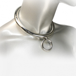 METAL DURO - COLLAR BDSM CON ANILLO 18CM