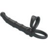 PRETTY LOVE - ANILLO VIBRATORIO PARA PENE TATUM CON TAPÓN, 10 VIBRACIONES, NEGRO