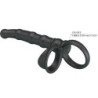PRETTY LOVE - ANILLO VIBRATORIO PARA PENE TATUM CON TAPÓN, 10 VIBRACIONES, NEGRO