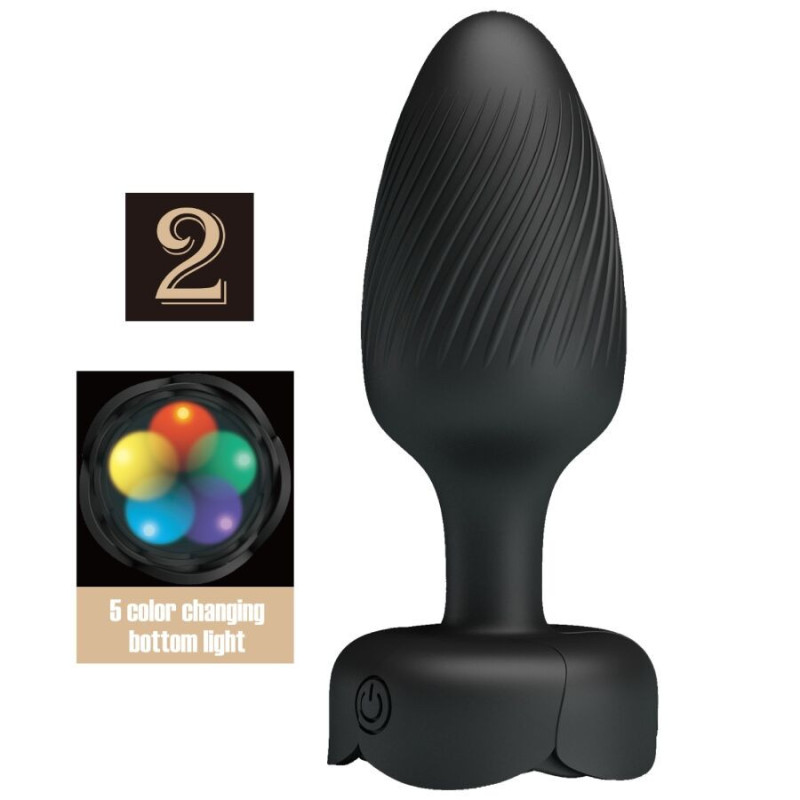 PRETTY LOVE - Tapón anal Varian con luz LED, negro, 10,8 cm