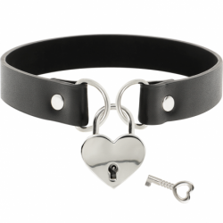 COQUETTE CHIC DESIRE - COLLAR DE PIEL VEGANA CON ACCESORIO DE CORAZÓN Y LLAVE
