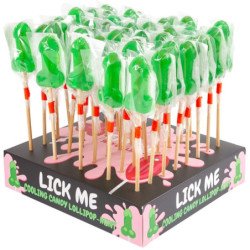SECRETPLAY - EXPOSITOR PIRULETA PENE CARAMELO MENTA CON EFECTO FRIO (40 UNIDADES)