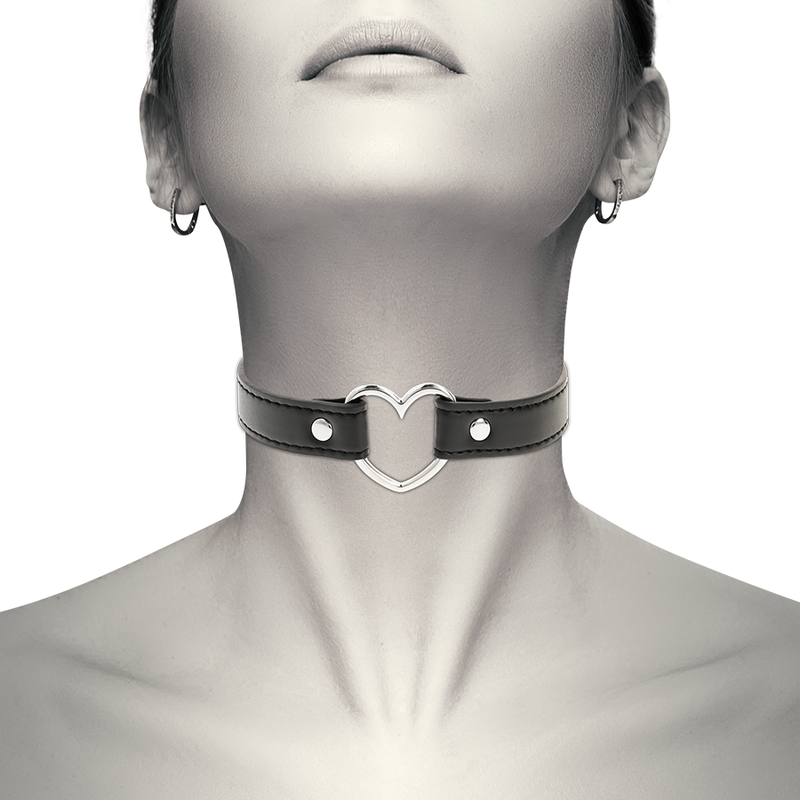 COQUETTE CHIC DESIRE - COLLAR DE CUERO VEGANO PARA MUJER CON FORMA DE CORAZÓN
