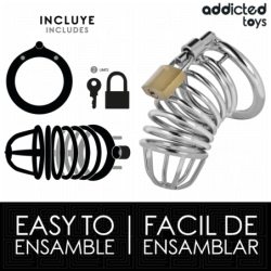 JUGUETES PARA ADICTOS BLOQUEADOS - JAULA DE METAL PARA PENE DE CELDA DE HIERRO 4 CM TAMAÑO S