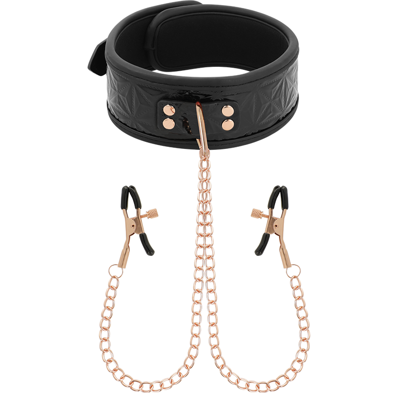 BEGME - COLLAR NEGRO EDITION CON PINZAS PARA PEZONES Y FORRO DE NEOPRENO