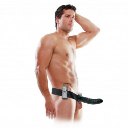 FETISH FANTASY SERIE - STRAP-ON HUECO VIBRATORIO DE 19 CM NEGRO
