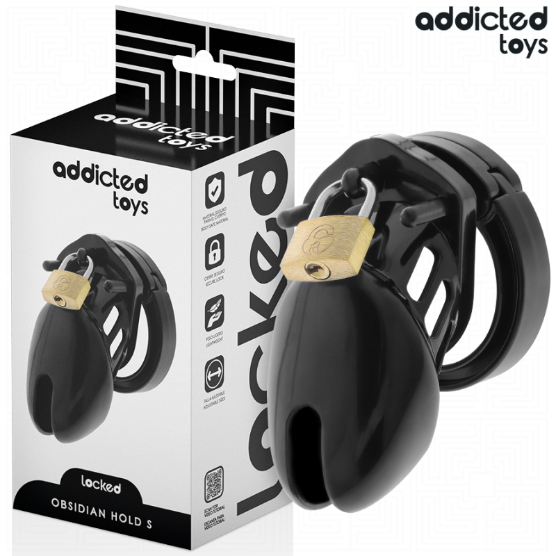 ADDICTED TOYS LOCKED - JAULA DE SUJECIÓN DE PENE DE OBSIDIANA TAMAÑO S