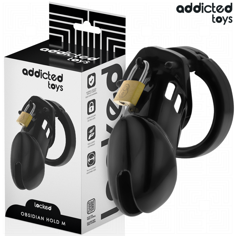 ADDICTED TOYS LOCKED - JAULA DE SUJECIÓN DE PENE DE OBSIDIANA TALLA M