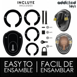 ADDICTED TOYS LOCKED - JAULA DE SUJECIÓN PARA PENE SIN LLAVE 11,5 CM