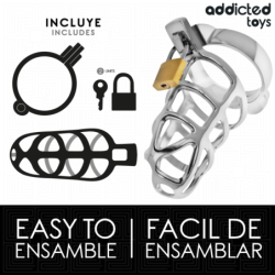 ADDICTED TOYS LOCKED - JAULA DE PENE DE METAL CON CANDADO PLATEADO TAMAÑO M