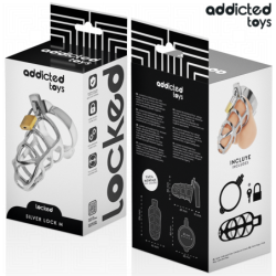 ADDICTED TOYS LOCKED - JAULA DE PENE DE METAL CON CANDADO PLATEADO TAMAÑO M