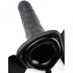 FETISH FANTASY SERIE - STRAP-ON HUECO VIBRATORIO DE 19 CM NEGRO
