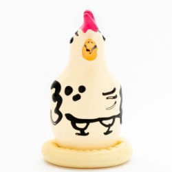 CONDOMERIE - CONDONES DE DISEÑO NOVEDOSO PINTADOS A MANO GALLO CORÓN