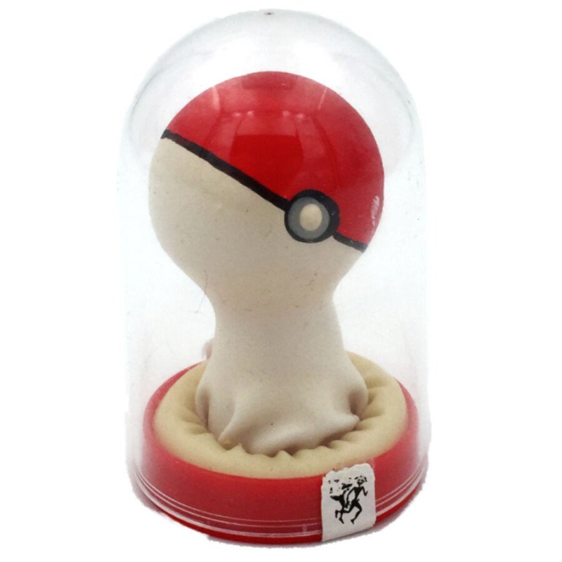 CONDOMERIE - CONDONES DE NOVEDAD PINTADOS A MANO CON DISEÑO DE POKEBALL ROJO Y BLANCO