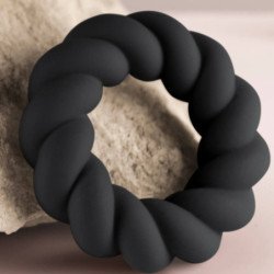 ROCKS-OFF - ANILLO MASTURBADOR DE SILICONA NEGRA TWIST
