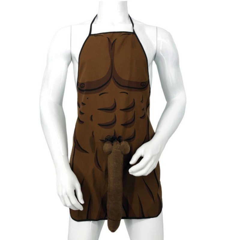 DIABLO PICANTE - DELANTAL CON PENE 3D MUSCULOSO Y ATREVIDO MULATO
