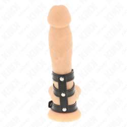 KINK - ANILLO PARA PENE DE TRIPLE CUERO CON CIERRE A PRESIÓN