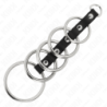 KINK - 5 ANILLOS METÁLICOS PARA PENE DE 3,2 CM A 5 CM CONECTADOS POR CUERO