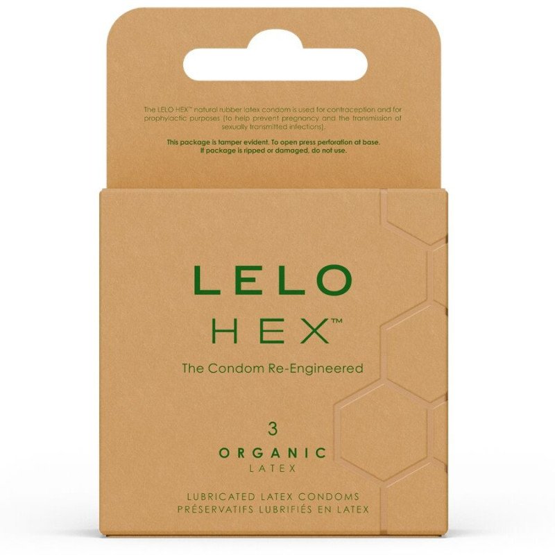 LELO - CAJA DE PRESERVATIVOS ORGÁNICOS HEX, 3 UNIDADES
