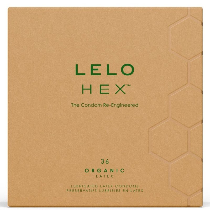 LELO - CAJA DE PRESERVATIVOS ORGÁNICOS HEX, 36 UNIDADES