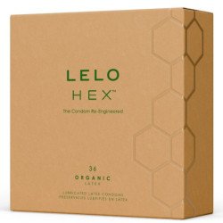 LELO - CAJA DE PRESERVATIVOS ORGÁNICOS HEX, 36 UNIDADES