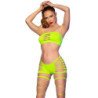 CHILIROSE - CR 4866 CONJUNTO DE TOP Y PANTALÓN CORTO VERDE NEÓN TALLA S/M