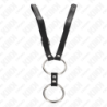 KINK - ANILLO DOBLE DE METAL PARA PENE DE 3,8 CM A 5 CM CON CINTURÓN DE CUERO DE 112 CM