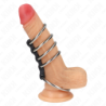 KINK - 5 ANILLOS PARA PENE DE 3,7 CM A 5 CM DE METAL CONECTADOS POR CUERO