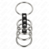KINK - 5 ANILLOS PARA PENE DE 3,7 CM A 5 CM DE METAL CONECTADOS POR CUERO
