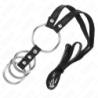 KINK - 4 ANILLOS METÁLICOS CONECTADOS PARA PENE DE 3,8 CM A 5 CM CON CINTURÓN DE CUERO DE 112 CM