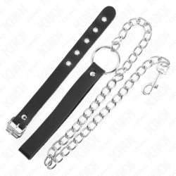KINK - ANILLO DE PENE DE CUERO CON CORREA DE 21,5 X 2 CM Y CADENA METÁLICA DE 60 CM