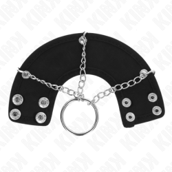 KINK - ANILLO PARA PENE 4 CM CADENA 7 CM METAL CON CINTURÓN DE CUERO