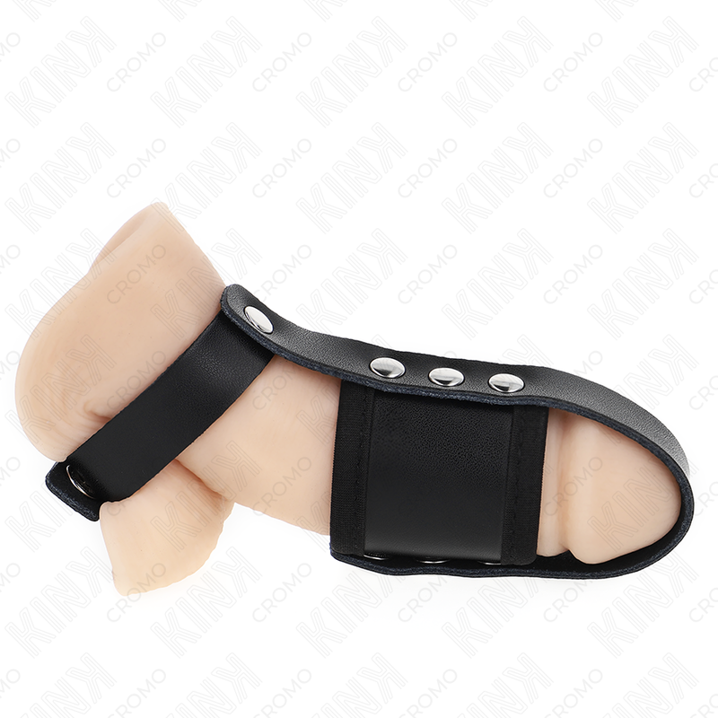 KINK - ANILLO DE PIEL PARA EL PENE CON CORREA DIVISORA DE BOLA RECUBIERTA AJUSTABLE