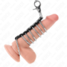 KINK - 7 ANILLOS METÁLICOS PARA PENE DE 3,8 CM A 5 CM CONECTADOS CON CADENA DE CUERO Y METAL DE 100 CM